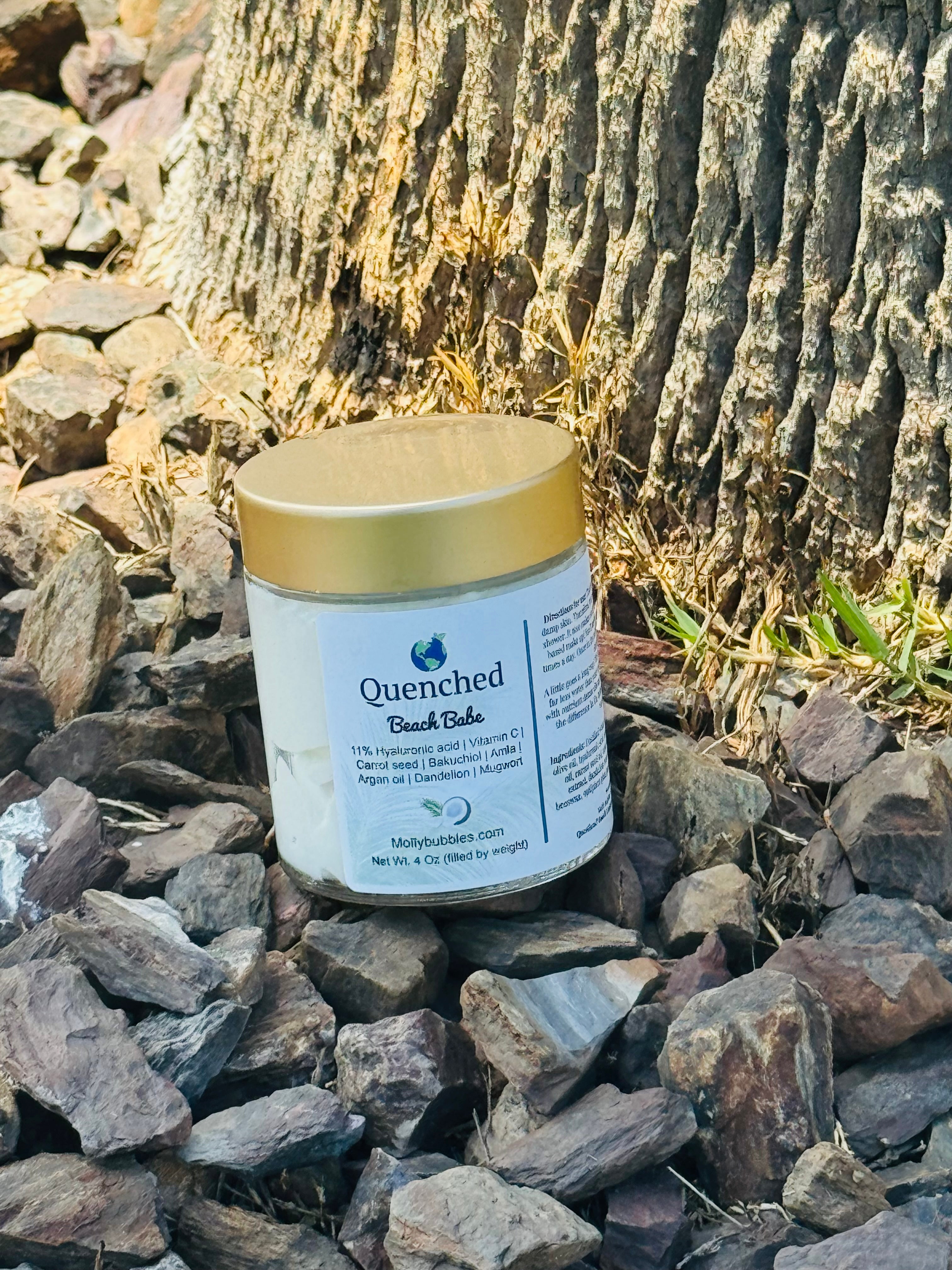 Quenched - 'Beach Babe'- coconut, sugarcane, tropical musk- Face Hydration (Hyaluronic Acid| Amla | Bakuchiol |Vitamin C | Argan oil | Carrot Seed| Dandelion | Mugwort lotion)