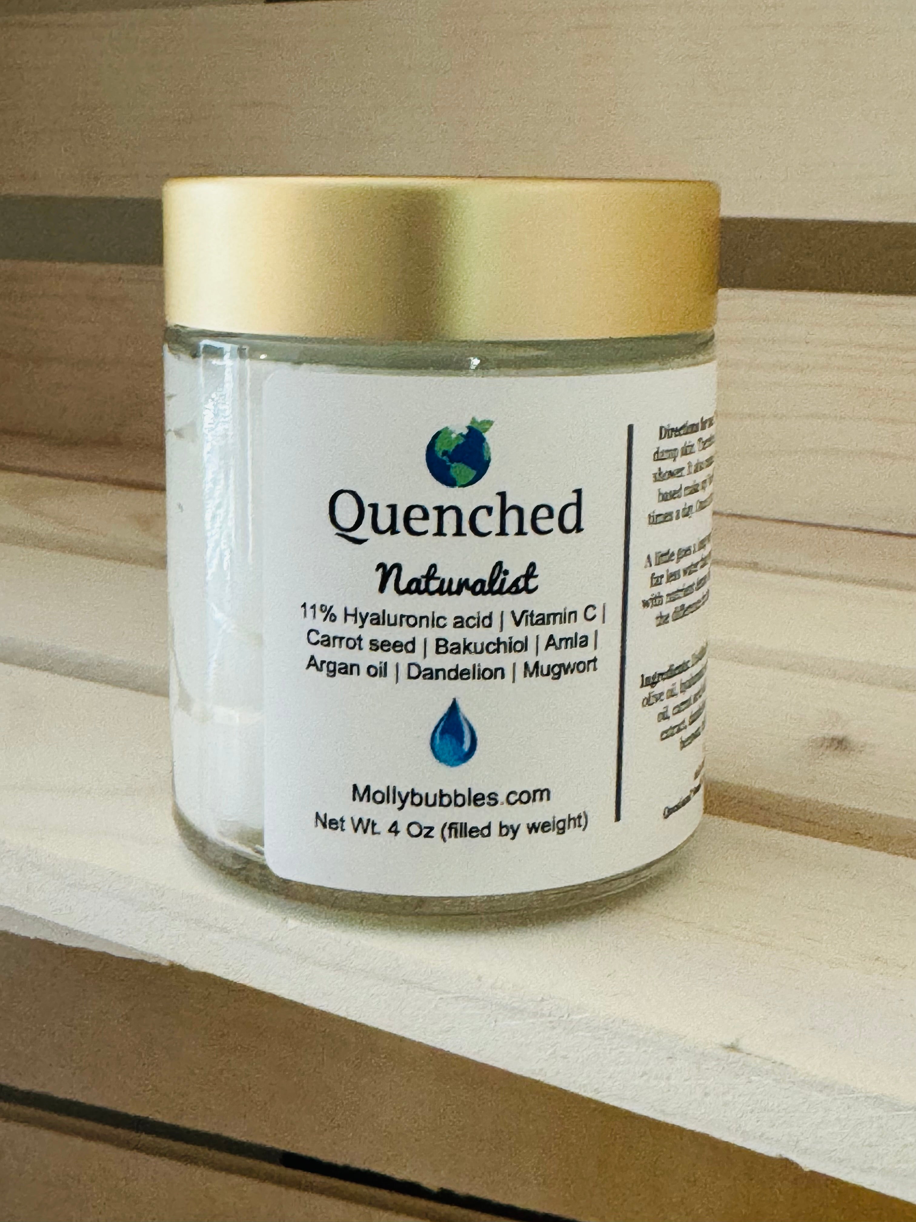 Quenched - 'Naturalist'- unscented- Face Hydration (Hyaluronic Acid| Amla | Bakuchiol |Vitamin C | Argan oil | Carrot Seed| Dandelion | Mugwort lotion)