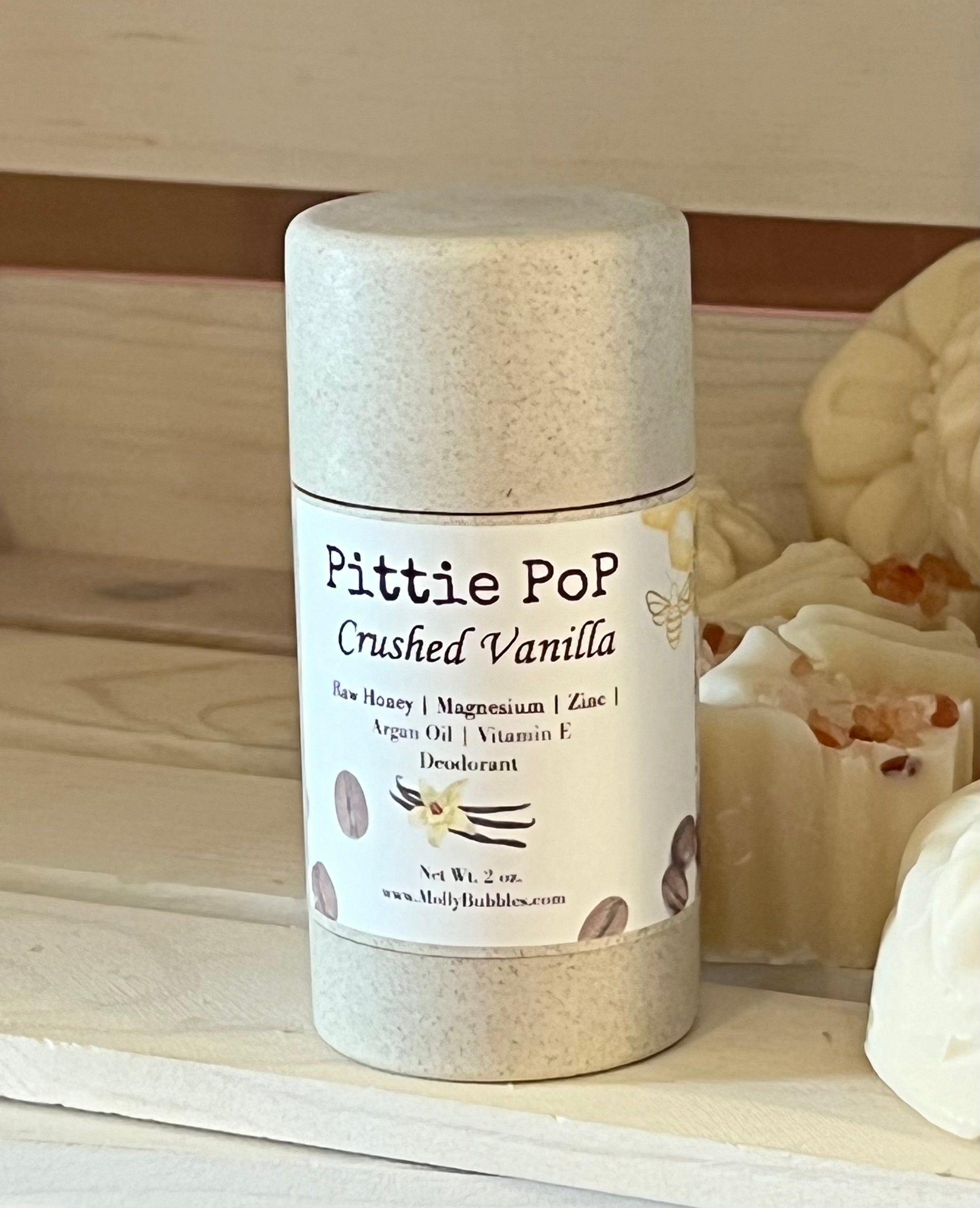 Pittie PoP "Vanilla Crush" (Natural Honey & Magnesium Deo made with Zinc, Argan Oil & Vitamin E)